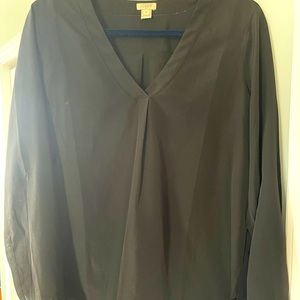 Jcrew black long sleeve vneck blouse